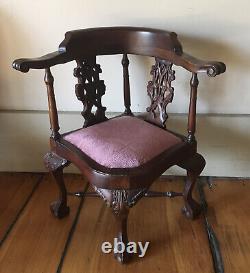 Atq. Victorian Childs Corner Chair/ Salesmen Sample East Lake Velvet