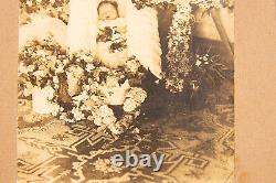 Baby in Coffin with Flowers Post Mortem Antique Funeral Cabinet Photo V10