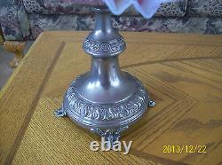 Brides Basket Compote Antique Cranberry Ruffled Victorian Pewter Child Statue