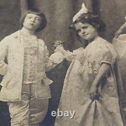 DARLING 10 CHILDREN VICTORIAN DRESS & DANCE STUDIO PHOTO 1890's ID'd