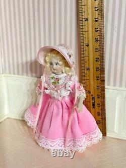 Dollhouse Miniature Artisan Victorian Porcelain doll child in custom outfit