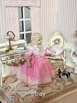 Dollhouse Miniature Artisan Victorian Porcelain doll child in custom outfit