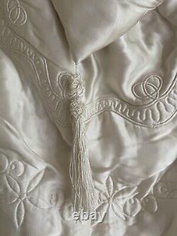 French Antique Baby Cape Satin White Embroidered Late 1800s To Early 1900s