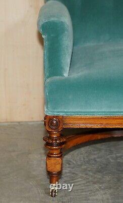 Fully Restored Antique Victorian Library Armchair Mulberry Velvet Upholstery