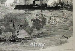 JOHN NASH (1863-1977) Antique Original SIGNED Victorian ENGRAVING Chinese Fleet