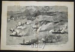 JOHN NASH (1863-1977) Antique Original SIGNED Victorian ENGRAVING Chinese Fleet