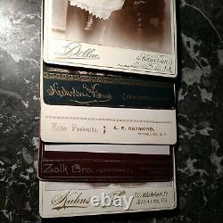 LOT PHOTOGRAPH Vtg studio cards CDV VICTORIAN FAMILY Woman black dress Man KIDS