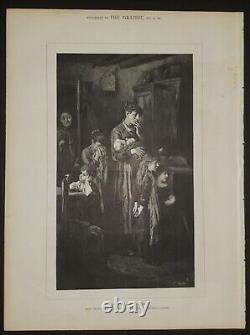 MAYNARD BROWN 1851-1939 Antique Original SIGNED Victorian ENGRAVING Widow DEATH
