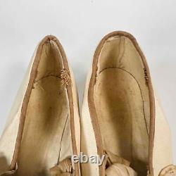Old Victorian Edwardian White Kid Leather Silk Pearl Pumps Bridal Wedding Shoes