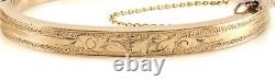 Pair Antique Victorian 14K Yellow Gold Hand Engraved Child Bangle Bracelets