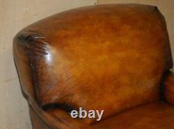 Pair Of Extra Large Howard & Son's George Smith Style Brown Leather Armchairs