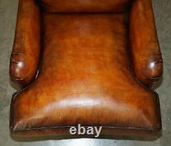 Pair Of Extra Large Howard & Son's George Smith Style Brown Leather Armchairs