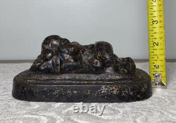 RARE Antique Baby / Childs Cast Iron Grave Marker Top Figural Victorian Oddity