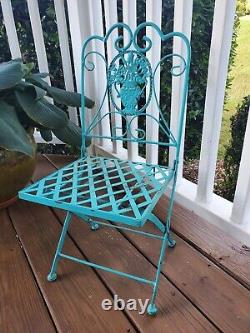 RARE Antique Victorian Wrought Iron Childs Folding Patio Chair