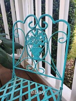 RARE Antique Victorian Wrought Iron Childs Folding Patio Chair