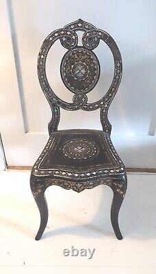 Rare 1860s Bettridge &Co. Birmingham Papier Mache Child's Chair 1864-1866 As Is