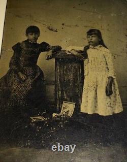 Rare Antique Victorian American Children Toys & Boxes! Advertising Tintype Photo