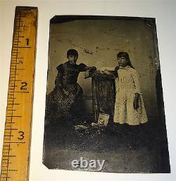 Rare Antique Victorian American Children Toys & Boxes! Advertising Tintype Photo