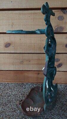 Rare! Painted Antique Figural Cast Iron Umbrella Stand European Victorian Man