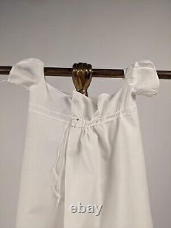 Regency Early 19th C Child's Whitework Floral Empire Gown Dress W Drawstring Top