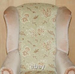 Stunning Pair Of Victorian Style Claw & Ball Feet Floral Wingback Armchairs