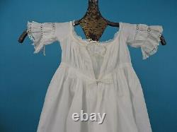 Sweet 1830's Long White Child's Gown W Ruched Sleeves And Embroidery