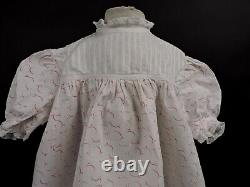 Sweet Victorian Child's Dress In Crescent Moon And Star Print W Lace