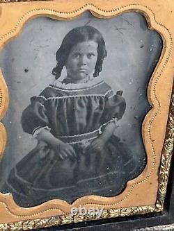 Victorian Antique 1800's Leather Union Case Daguerreotype Girl Photo Evil Child
