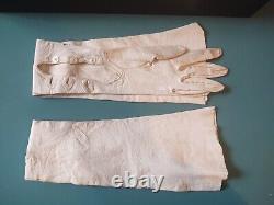 Victorian Austrian Court Silk Lined Glove Box, Raised Floral Design, Kid Gloves