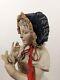 Victorian Child's Velvet Bonnet W Embroidery & Lace Ruffle Brim