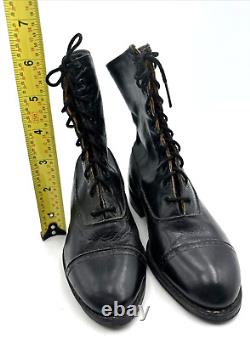 Victorian Edwardian Leather Boots Child Size Lace Up Goodyear Stitched Full Vamp