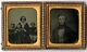 Victorian Family with Kids, Two Antique Ambrotype Photos in one Case