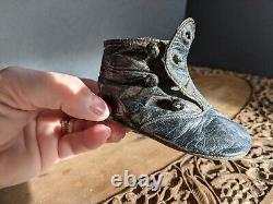 Victorian antique Leather Button Up High-Top Baby Toddler Shoes Great Grandma