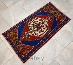Vintage Small Area Rug Doormat Hand Knotted Oushak Rug Handmade mat 1'10x3'5