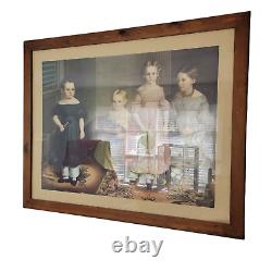 X-Large Antique Victorian Print The Alling Children 38x48 Framed Tarbell